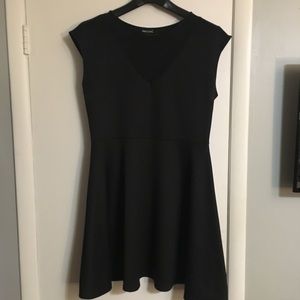Black sheer neck skater dress